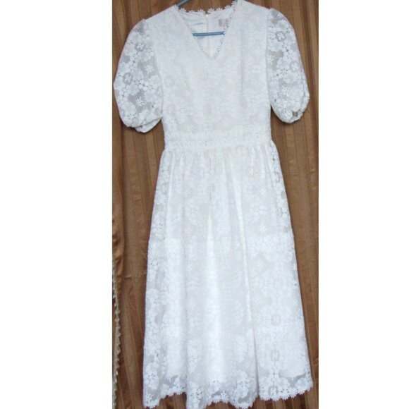 Rachel Parcell White Ruffle Short Sleeve Dress Size XXS,Lined - Picture 1 of 9